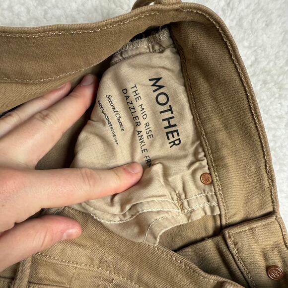MOTHER Jeans 28 The Mid Rise Dazzler Ankle Fray Straight Leg Brown Denim - Picture 5 of 9